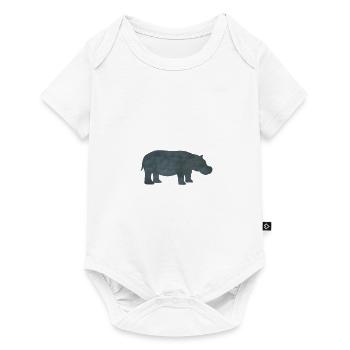 HIPPO - Baby Premium Kurzarmbody - Weiß - Vorne