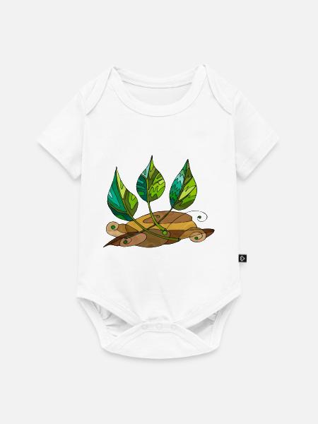 Blätter - Baby Premium Kurzarmbody - Weiß