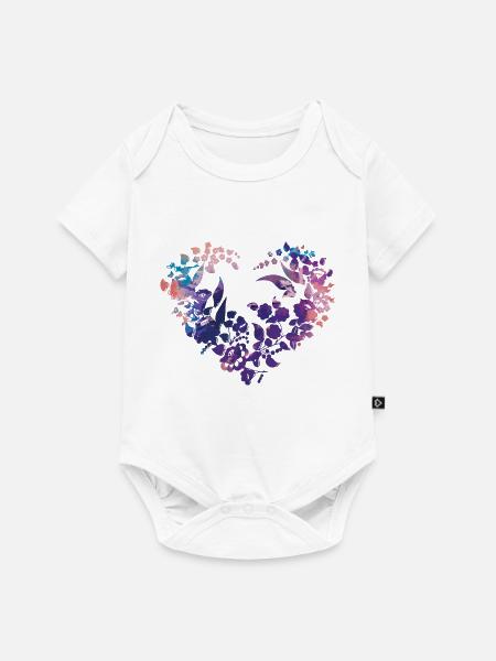 hongaarse bloemen, bloemhart, hart, kookschort - Premium babyrompertje met korte mouwen  - wit
