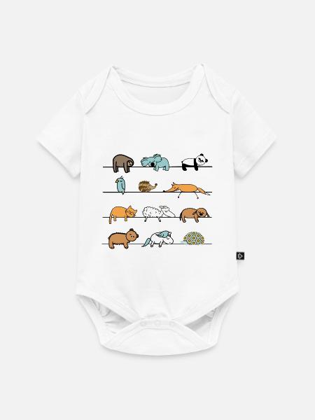 Lustige Faule Tiere schlafen - Baby Premium Kurzarmbody - Weiß