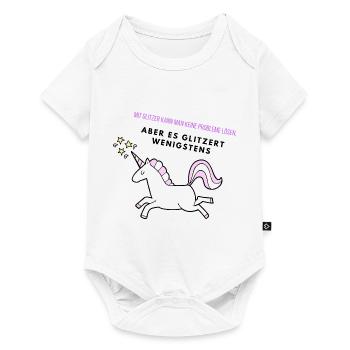Glitzer Einhorn - Baby Premium Kurzarmbody - Weiß - Vorne