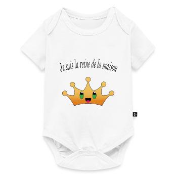 je suis la reine de la maison Couronne bronze - Body à manches courtes Premium Bébé - blanc - Devant