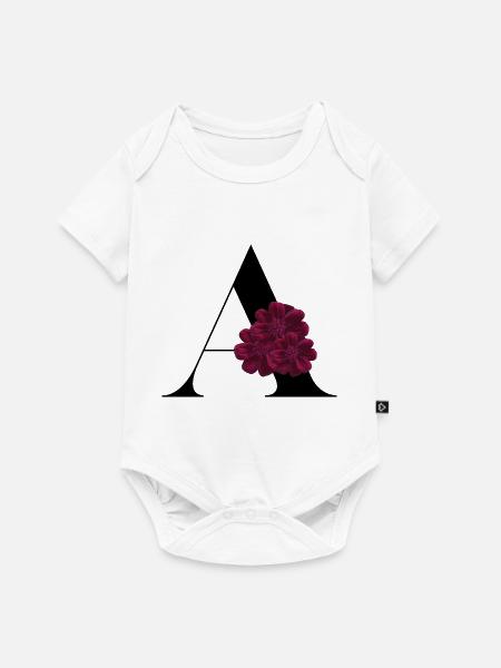 Buchstabe A Blühende - Baby Premium Kurzarmbody - Weiß