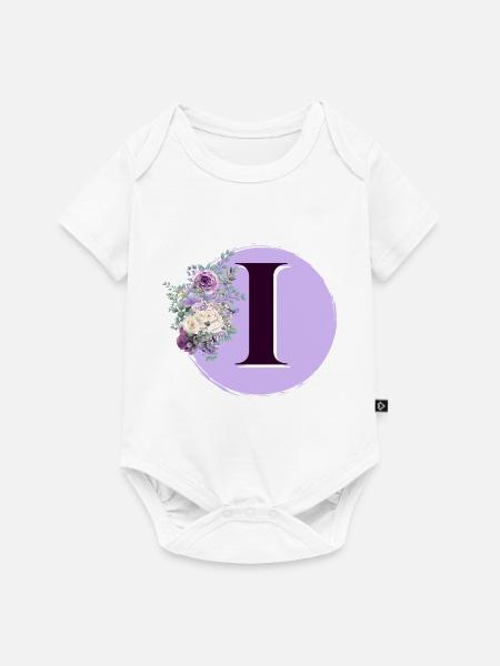 Buchstabe I Blumenkrone - Baby Premium Kurzarmbody - Weiß