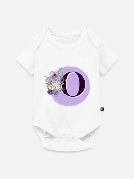 Buchstabe O Blumenkrone - Baby Premium Kurzarmbody - Weiß