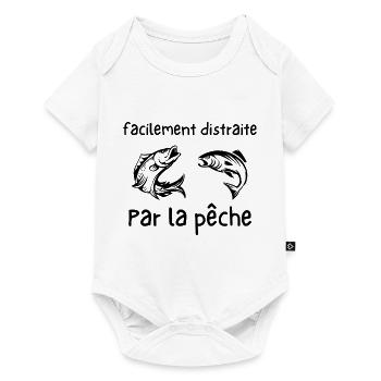 facilement distraite par la pêche - Body à manches courtes Premium Bébé - blanc - Devant