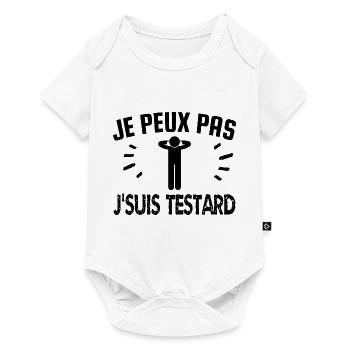 je peux pas j'suis testard - Body à manches courtes Premium Bébé - blanc - Devant
