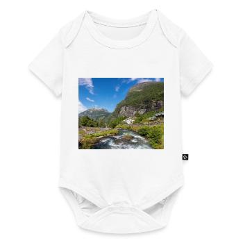 Geiranger panorama Storseterfossen Norway - Baby Premium short-sleeve bodysuit - white - Front