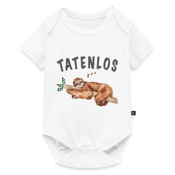 Tatenlos Faultier Lustige Sprüche - Baby Premium Kurzarmbody - Weiß - Vorne