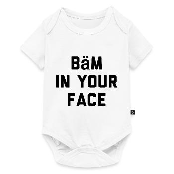 T-Shirt "Bäm in your Face" - Baby Premium Kurzarmbody - Weiß - Vorne