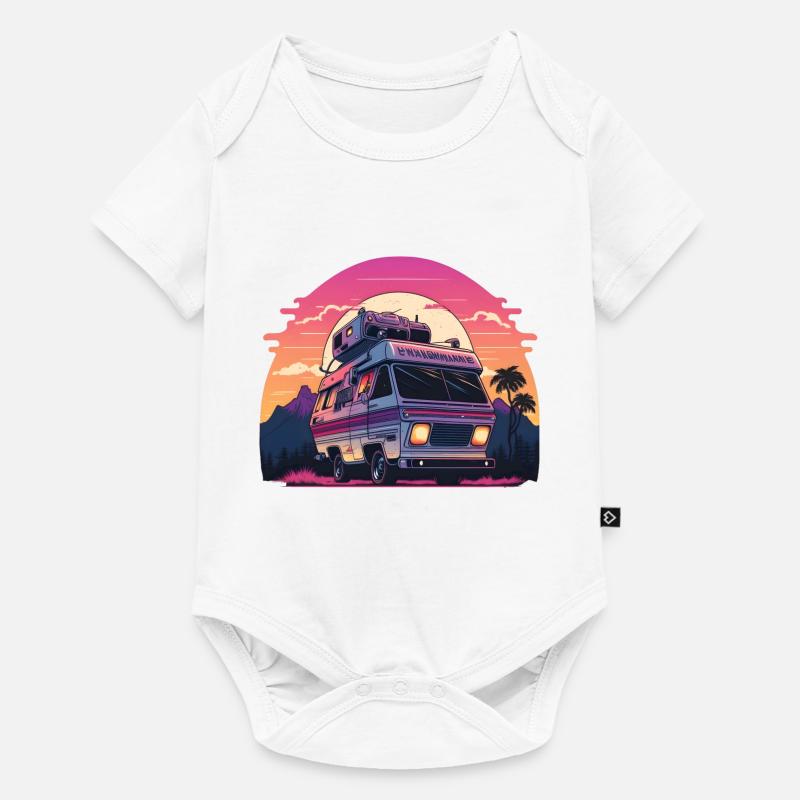 Synthwave Camper sunset - Baby Premium Kurzarmbody - Weiß