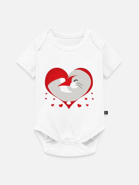 Tierisches Liebesherz - Baby Premium Kurzarmbody - Weiß