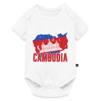 Temple du Cambodge Khmer Vintage drapeau je cadeau - Body à manches courtes Premium Bébé - blanc - Devant