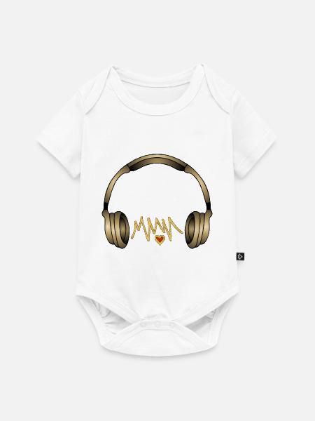 Kopfhörer - Baby Premium Kurzarmbody - Weiß