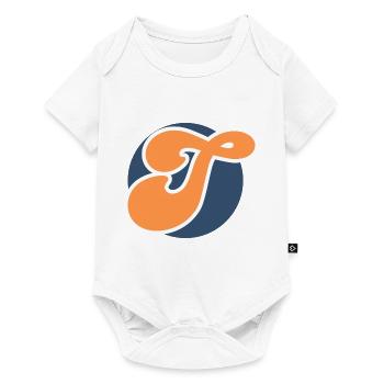 Buchstabe T Orange Sport - Baby Premium Kurzarmbody - Weiß - Vorne