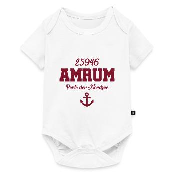 Amrum - 25946 - Nordsee Insel - Baby Premium Kurzarmbody - Weiß - Vorne