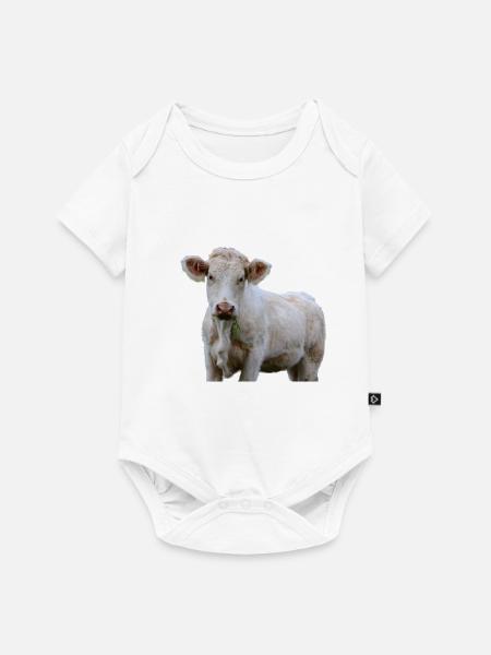 lusige Kuh Kuhkopf Bauern Geschenk - Baby Premium Kurzarmbody - Weiß