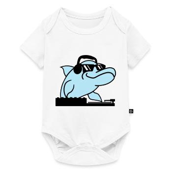 Lustiger DJ Delfin Mischpult Cool Party Musik Fun - Baby Premium Kurzarmbody - Weiß - Vorne