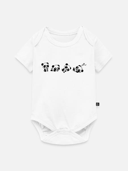 Wie Panda rolls-Panda Lover - Baby Premium Kurzarmbody - Weiß