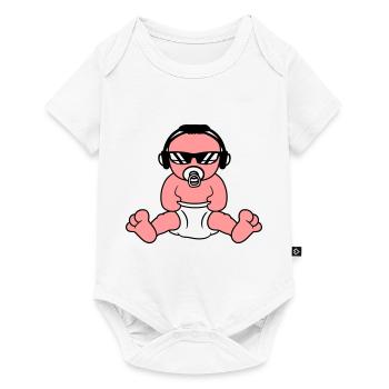 Baby Cooles Sitzendes DJ Süßes Kleinkind Party Fun - Baby Premium Kurzarmbody - Weiß - Vorne