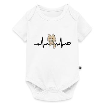 Fréquence cardiaque Chihuahua - Beige Poils longs Chi Chien - Body à manches courtes Premium Bébé - blanc - Devant