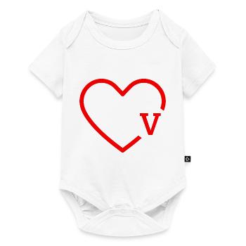 lettre v cœur rouge - Body à manches courtes Premium Bébé - blanc - Devant