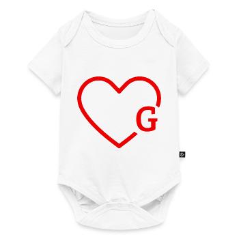 lettre g cœur rouge - Body à manches courtes Premium Bébé - blanc - Devant