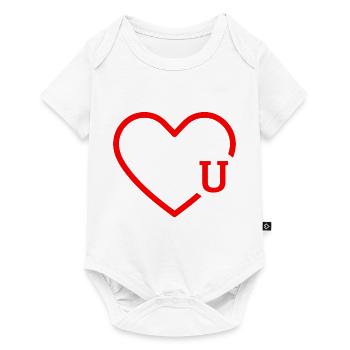 lettre u cœur rouge - Body à manches courtes Premium Bébé - blanc - Devant