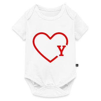 Buchstabe y rotes Herz - Baby Premium Kurzarmbody - Weiß - Vorne