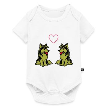 Chien Bande dessinée Amour de chien - Body à manches courtes Premium Bébé - blanc - Devant