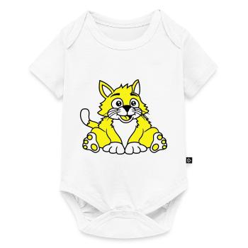 chat assis mignon heureux gros chaton - Body à manches courtes Premium Bébé - blanc - Devant
