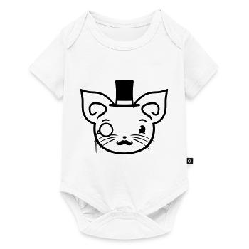 Sir Cat Gentleman Chapeau haut de forme Monocle Rich Gentleman - Body à manches courtes Premium Bébé - blanc - Devant