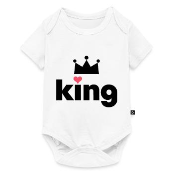 Valentinstag King Queen passendes Paar Partnerlook - Baby Premium Kurzarmbody - Weiß - Vorne