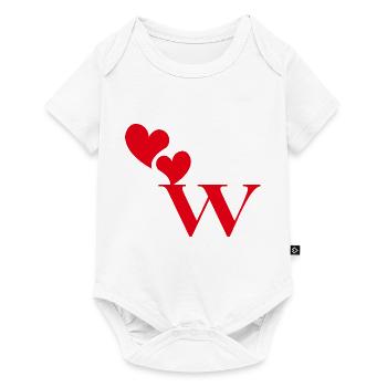 Buchstabe w Rotes Herz - Baby Premium Kurzarmbody - Weiß - Vorne