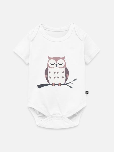 Schläfrige Eule - Baby Premium Kurzarmbody - Weiß