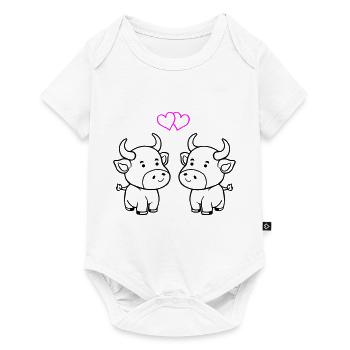 vache bébé amour - Body à manches courtes Premium Bébé - blanc - Devant