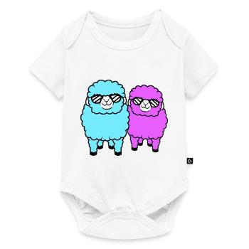 2 Sheep Sunglasses Party Sheep Team Friends - Baby Premium short-sleeve bodysuit - white - Front