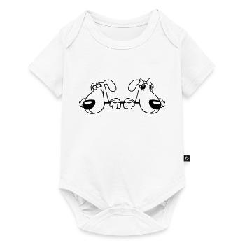 2 Hunde Team Zwei Freunde Liebe Pärchen Verliebt - Baby Premium Kurzarmbody - Weiß - Vorne