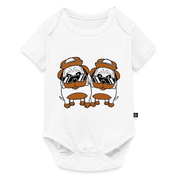 Deux chiens Carlin Lunettes de soleil Cappy Hat Adolescents - Body à manches courtes Premium Bébé - blanc - Devant