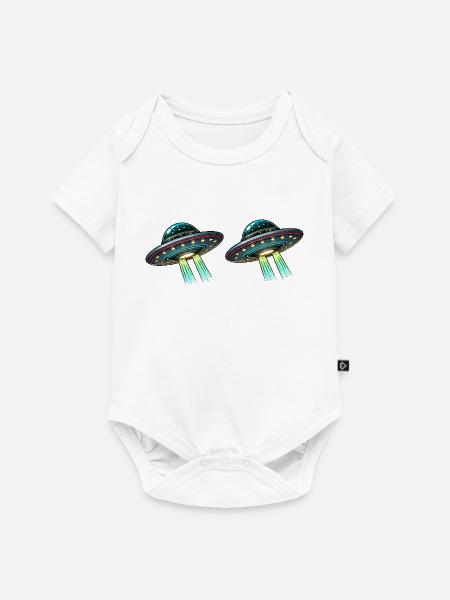 Ufos Untertasse Comic - Baby Premium Kurzarmbody - Weiß