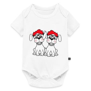 2 Dogs Nerd Horn-Rimmed Glasses Geek Braces Smart - Baby Premium short-sleeve bodysuit - white - Front