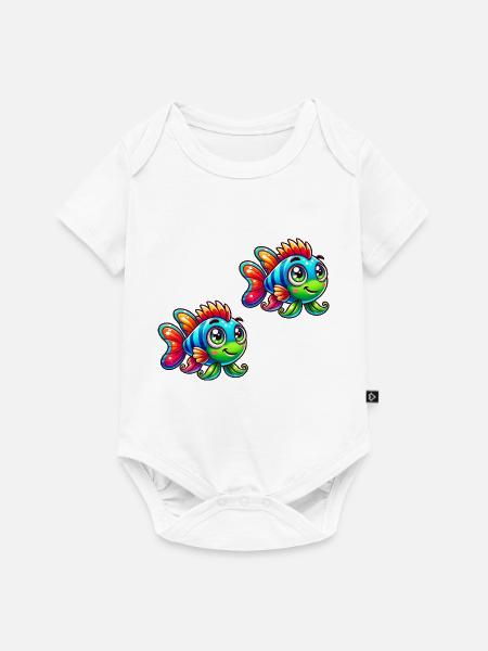 fish comic 2 - Baby Premium Kurzarmbody - Weiß