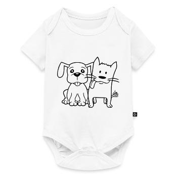 Chien Chat Deux Amis Équipe Chaton 2 Duo Équipage - Body à manches courtes Premium Bébé - blanc - Devant