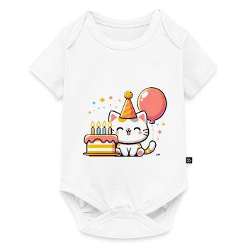 Cat Kid Celebrating Birthday - Baby Premium Kurzarmbody - Weiß - Vorne