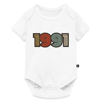 1991 rétro vintage - Body à manches courtes Premium Bébé - blanc - Devant