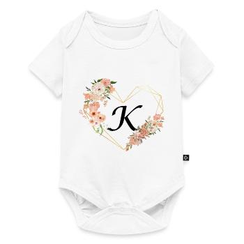 Floral gold heart letter k - Baby Premium short-sleeve bodysuit - white - Front