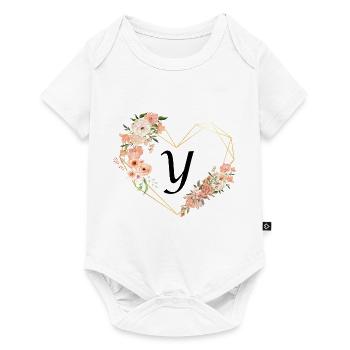 Letter y floral golden heart - Baby Premium short-sleeve bodysuit - white - Front