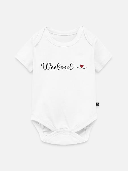 Wochenende mit Herz - Baby Premium Kurzarmbody - Weiß