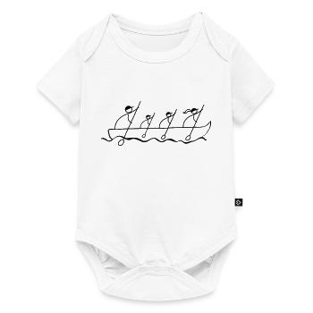 Boat Kanu Rudern Vater, Mutter, zwei Jungs - Baby Premium Kurzarmbody - Weiß - Vorne