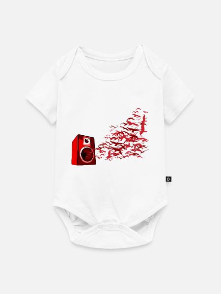 Lautsprecher Vögel DJ - Baby Premium Kurzarmbody - Weiß
